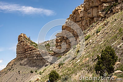 Edge of Cuesto Wall Erodes in Mesa Verde Stock Photo