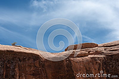 Edge of Rock Overhang with Copyspace in Upper Half Stock Photo