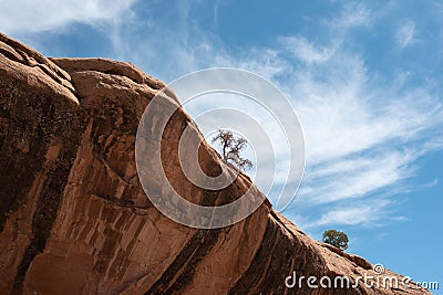 Edge of Sandstone Overhang with Copyspace on the Right Stock Photo