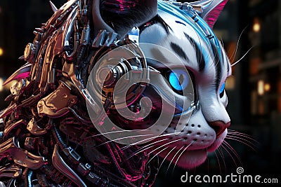 Edgy Cyberpunk cat. Generate Ai Stock Photo