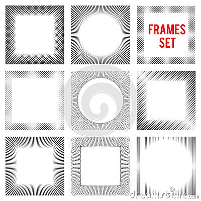 Edgy lines frames background set style vector illustration Vector Illustration