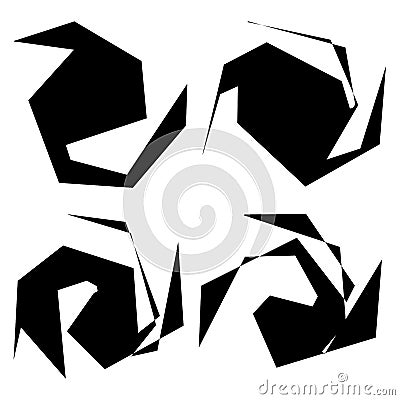 Edgy, sharp, chaotic, and random shape. Crushed, distorted, deformed angular abstract element Vector Illustration