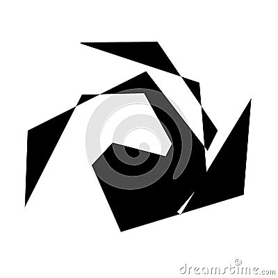 Edgy, sharp, chaotic, and random shape. Crushed, distorted, deformed angular abstract element Vector Illustration