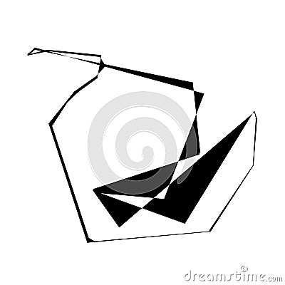 Edgy, sharp, chaotic, and random shape. Crushed, distorted, deformed angular abstract element Vector Illustration