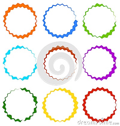 Edgy, zigzag circle frame, circle border. Textured circular shape Vector Illustration