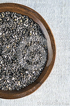 Edible seeds of chia, Salvia hispanica, a flowering plant of the mint family. A popular healthy food product Stock Photo