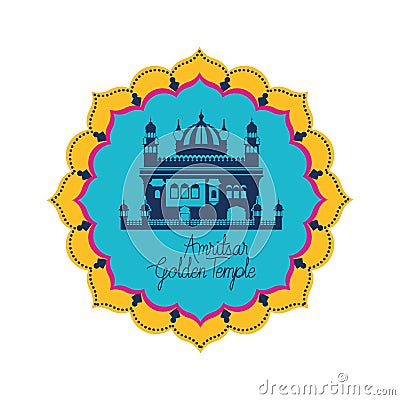 Edification of amritsar golden temple and indian independence day Vector Illustration