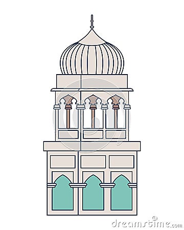 Edification of gate india with flag Vector Illustration