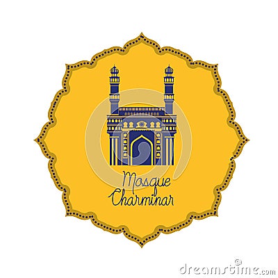 Edification of mosque charminar and Indian independence day Vector Illustration