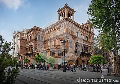 Edificio Coliseo Building (former Teatro Coliseo) at Avenida de la Constitucion Street - Seville, Andalusia, Spain Editorial Stock Photo