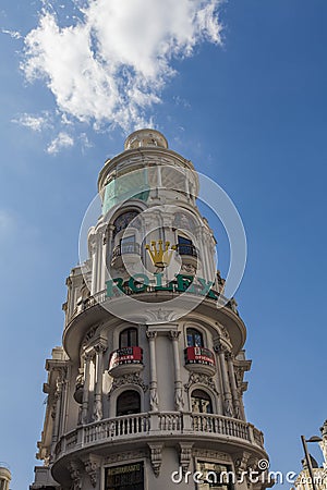 Edificio Grassy building in Madrid Editorial Stock Photo