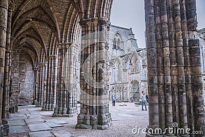 Edinburg. Ruins of Holyrood Abbey founded in 1128 by David I. Editorial Stock Photo
