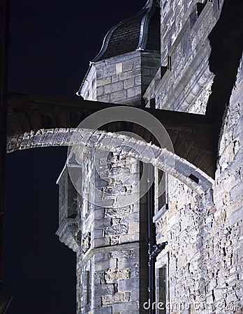 Edinburgh Castle Arch At Night Stock Photo