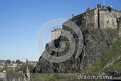 Edinburgh Castle on extinct volcano Stock Photo