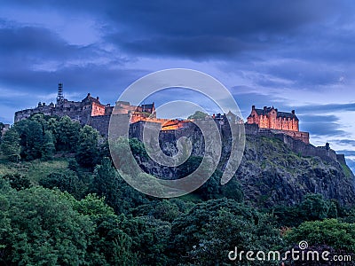 Edinburgh Castle at night Stock Photo