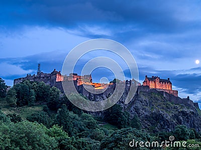 Edinburgh Castle at night Stock Photo