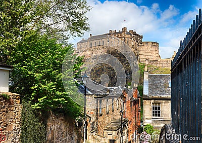 Edinburgh castle with Vennel street, Scotland - nobody Stock Photo