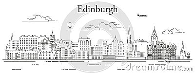 Edinburgh cityscape line art vector illustration Vector Illustration