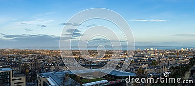 Edinburgh cityscape and skyline as seen from Calton Hill. Panoramic view Stock Photo