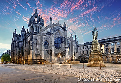 Edinburgh Giles cathedral at sunrise, Scotland Editorial Stock Photo