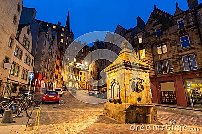 Edinburgh old town Sunset Grassmarket Stock Photo