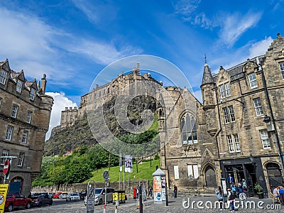 Edinburgh`s historic Grassmarket Editorial Stock Photo