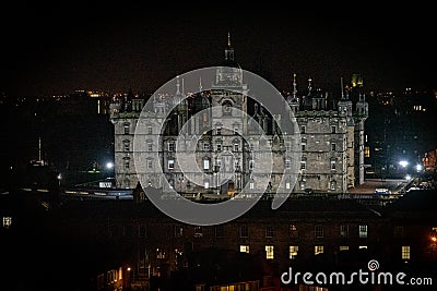 EDINBURGH, SCOTLAND DECEMBER 14, 2018: Night scene of Edinburgh University and cityscape Stock Photo