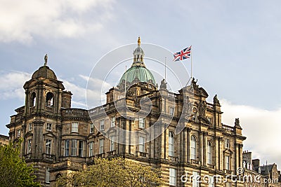 Edinburgh Scotland England. Architecture of the city. View of the Museum on the Mound in Edinburgh. Editorial Stock Photo