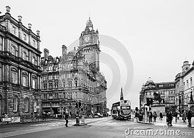 EDINBURGH, SCOTLAND-JANUARY 20: Black and white urban scene Editorial Stock Photo