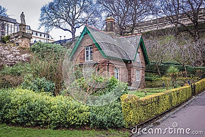 Head Gardeners cottage in in Princes Street Gardens, Edinburgh Editorial Stock Photo