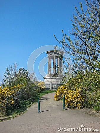 Dugald Stewart Monument view , in Edinburgh Editorial Stock Photo