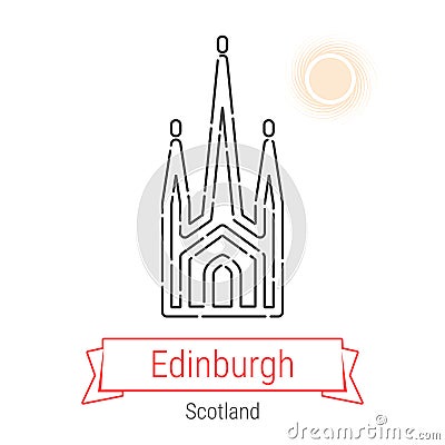 Edinburgh, Scotland Vector Line Icon Vector Illustration
