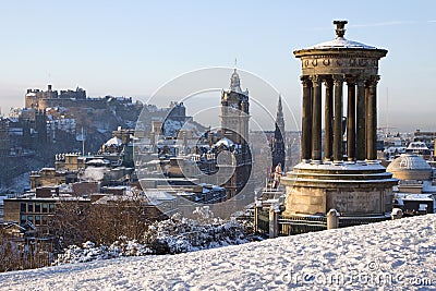 Edinburgh Winter City View Stock Photo