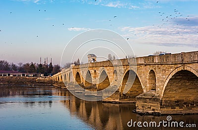 EDIRNE, TURKEY. Meric Bridge Stock Photo