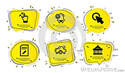 Edit document, Click here and Touchscreen gesture icons set. Time management, 5g cloud and Carousels signs. Vector Vector Illustration