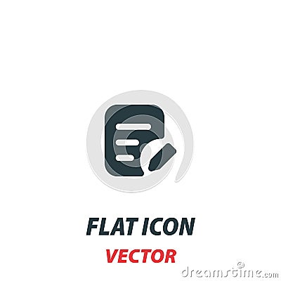 Edit document icon in a flat style. Vector illustration pictogram on white background. Isolated symbol suitable for mobile concept Vector Illustration