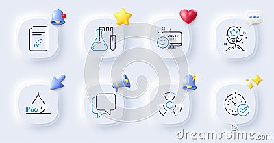 Edit document, Talk bubble and Fast verification line icons. For web app, printing. Vector Vector Illustration