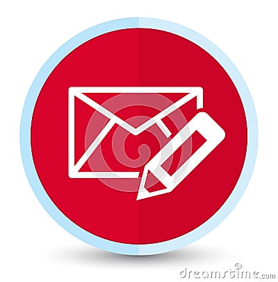 Edit email icon flat prime red round button Vector Illustration