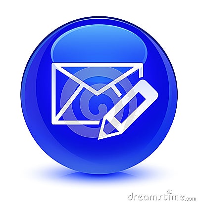 Edit email icon glassy blue round button Cartoon Illustration