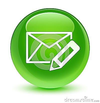 Edit email icon glassy green round button Cartoon Illustration