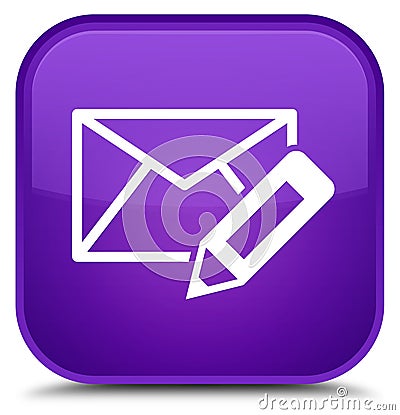 Edit email icon special purple square button Cartoon Illustration