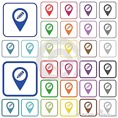 Edit GPS map location outlined flat color icons Stock Photo