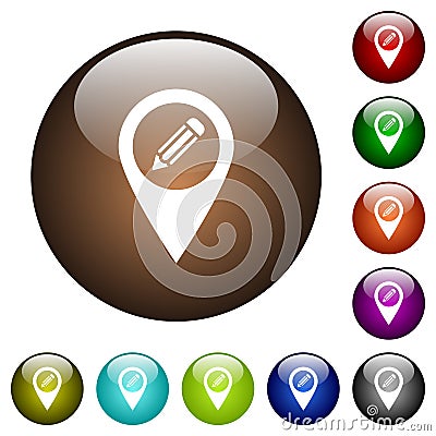 Edit GPS map location color glass buttons Stock Photo