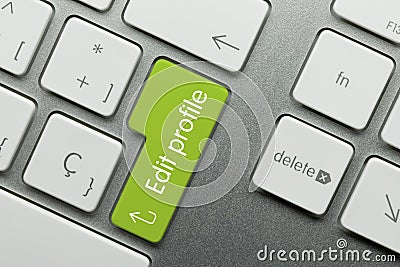 Edit profile - Inscription on Green Keyboard Key Stock Photo