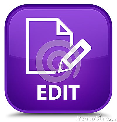 Edit special purple square button Cartoon Illustration