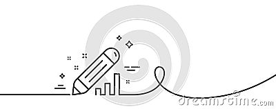 Edit statistics line icon. Pencil chart sign. Seo management. Continuous line with curl. Vector Vector Illustration