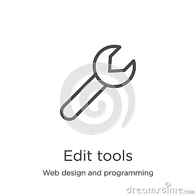 edit tools icon vector from web design and programming collection. Thin line edit tools outline icon vector illustration. Outline Vector Illustration