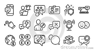 Edit user, Like and Drag drop line icons set. Vector Vector Illustration