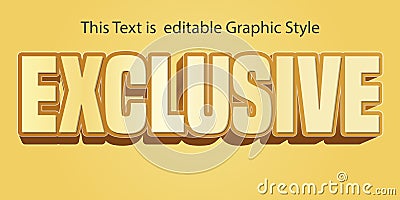 Editable 3D Exclusive Word Text Effect. Vector Illustration