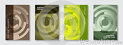 Editable brochure title pages set. Graphic flyer gradient circles twist vector backgrounds. Aim Vector Illustration